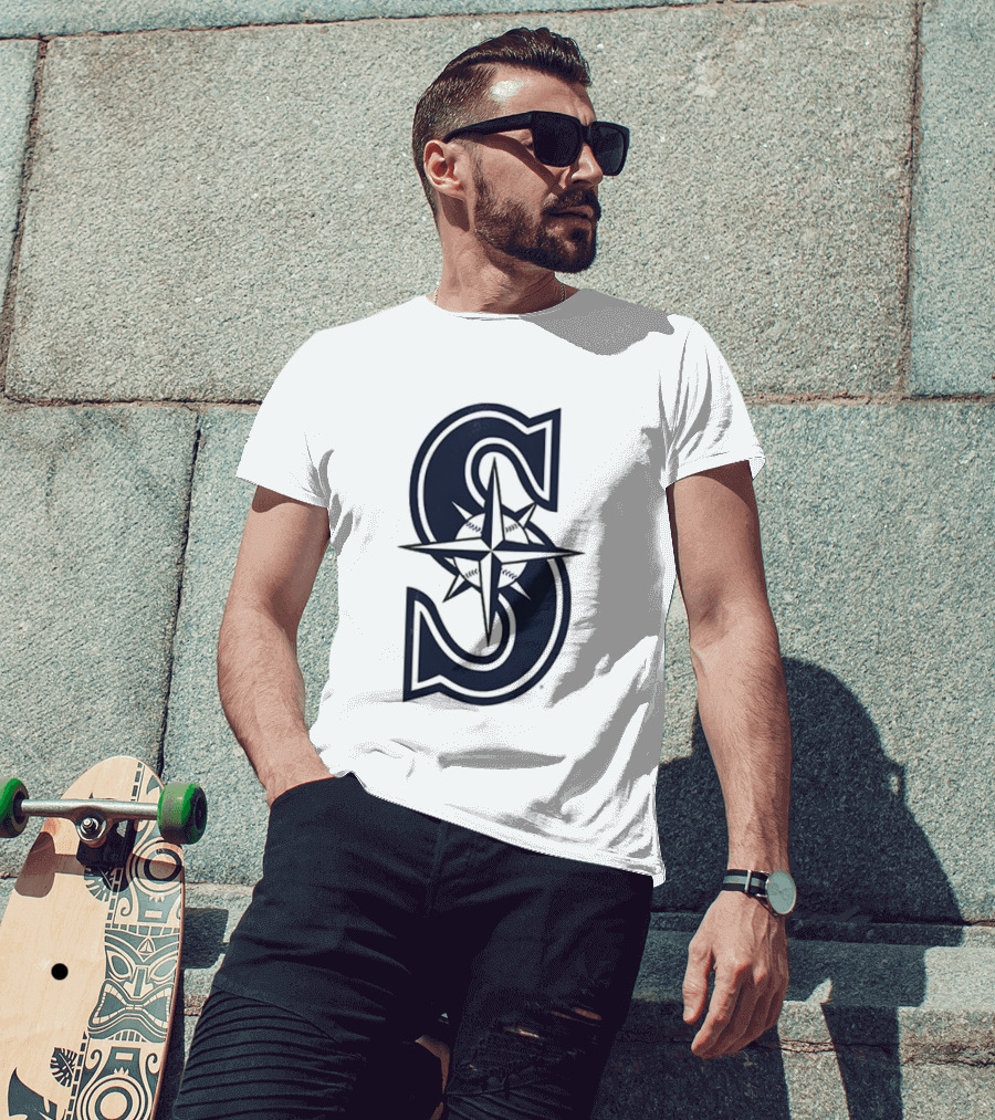 Seattle Mariners Tridents Up Compass Rose Iconography T-Shirt