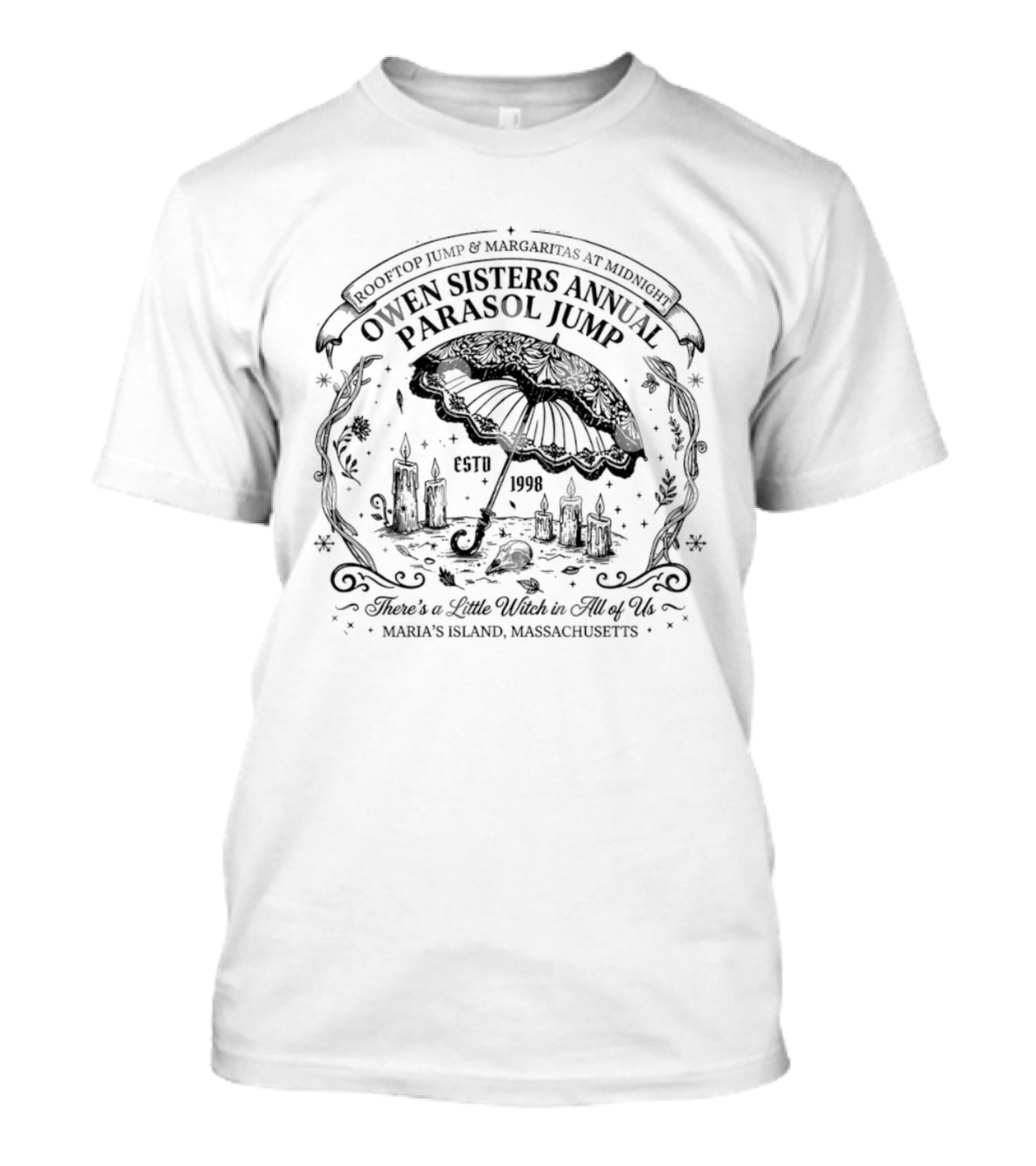 Owen Sisters Annual Parasol Jump Rooftop Margaritas At Midnight Martha's Vineyard Massachusetts T-Shirt