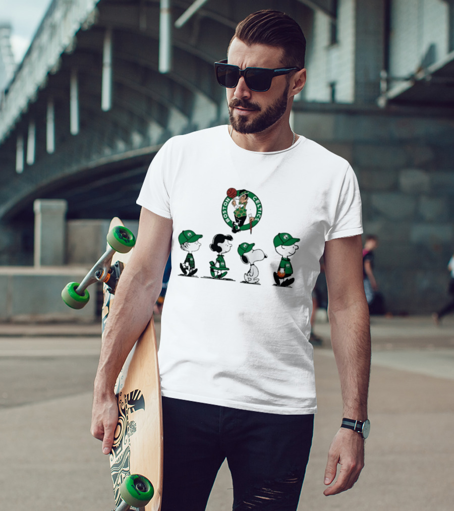 Peanuts Characters Boston Celtics Basketball Sports T-Shirt