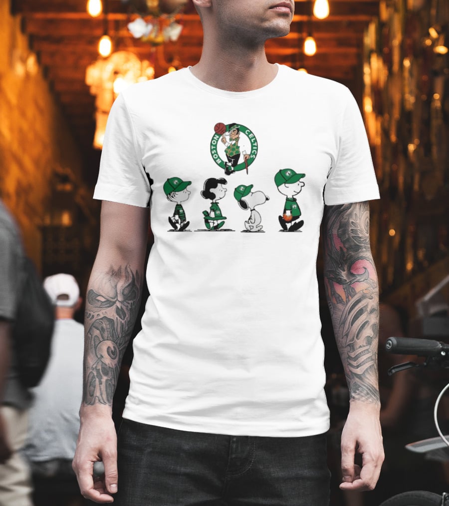 Peanuts Characters Boston Celtics Basketball Sports T-Shirt