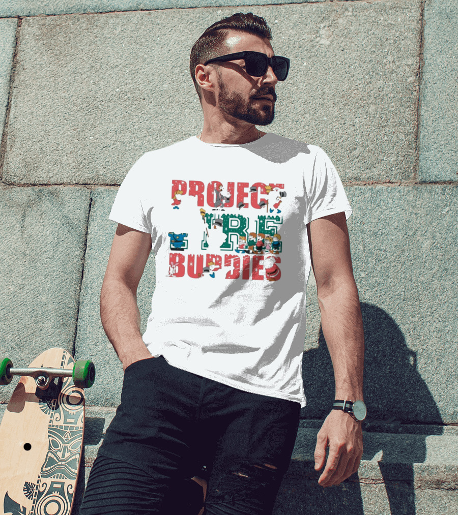 Project Fire Buddies Christmas Animated Characters And Santa Claus T-Shirt