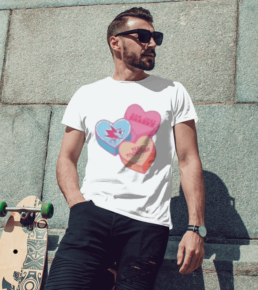 San Jose Sharks Valentine Candy Heart Teal Together T-Shirt