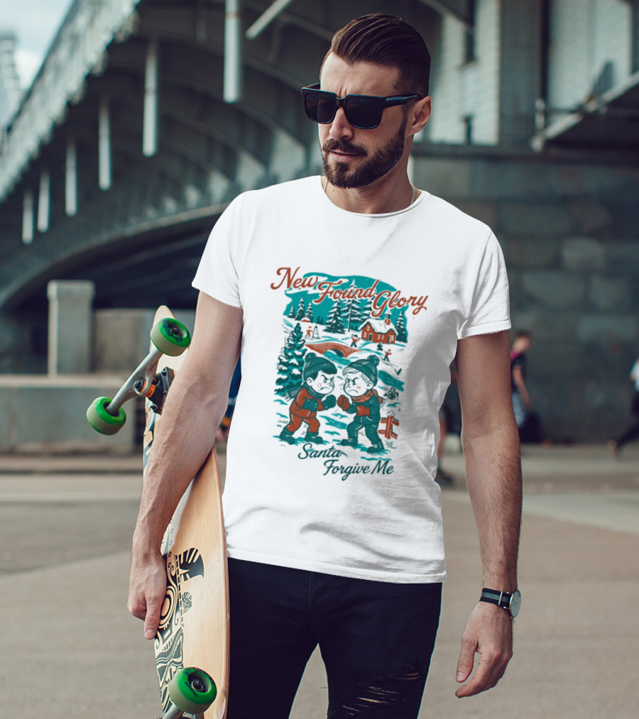New Found Glory Santa Forgive Me Winter Scene T-Shirt