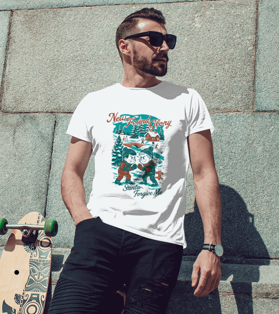 New Found Glory Santa Forgive Me Winter Scene T-Shirt