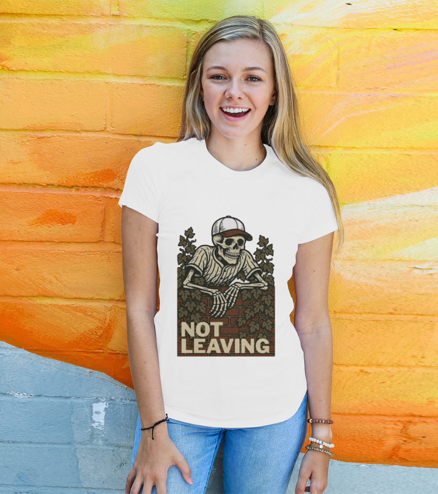 Skeleton Baseball Player Not Leaving Brick Wall Ivy Cap T-Shirt