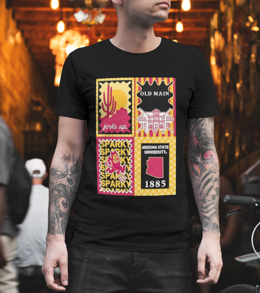 Arizona State University Forks Up Sparky Old Main 1885 T-Shirt