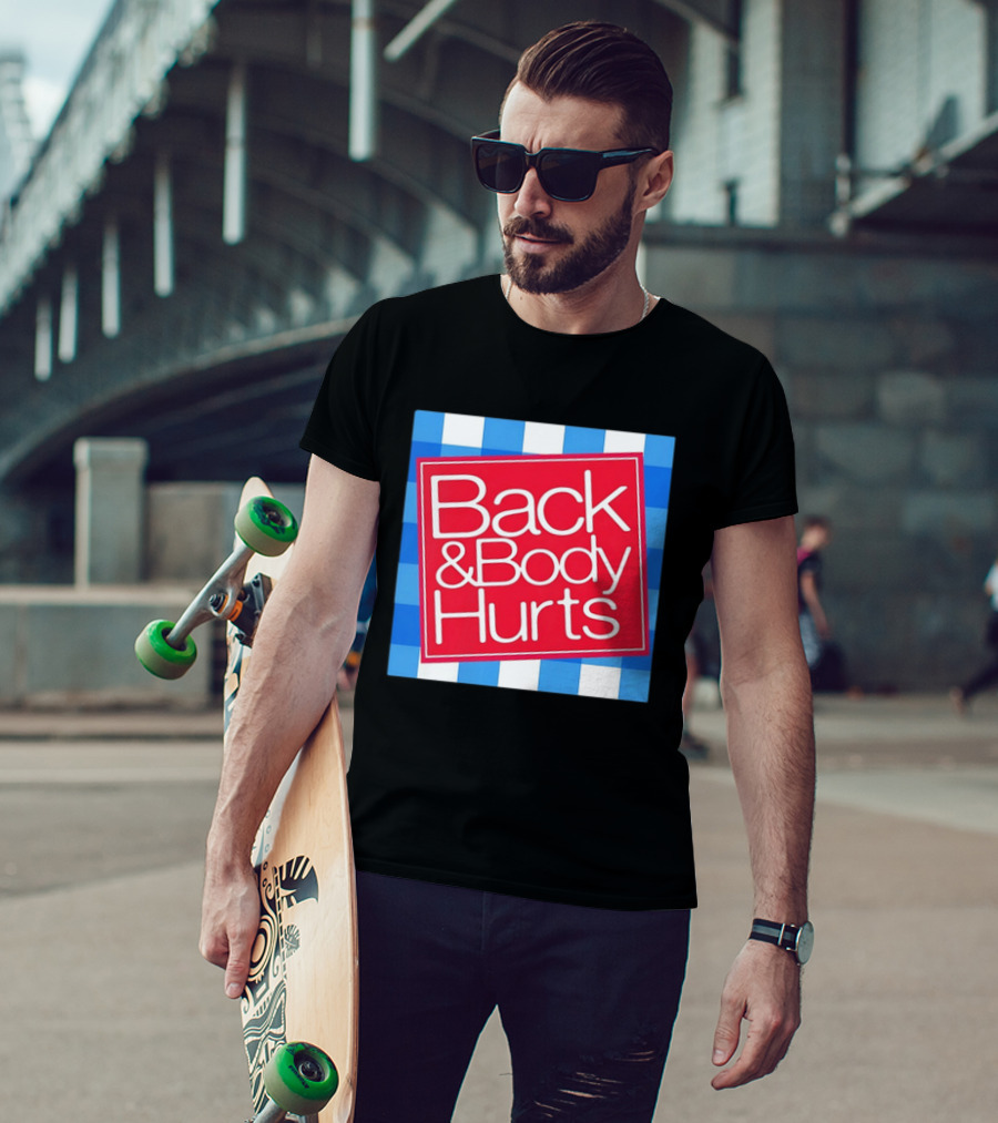 Back And Body Hurts Blue Gingham Square Red T-Shirt