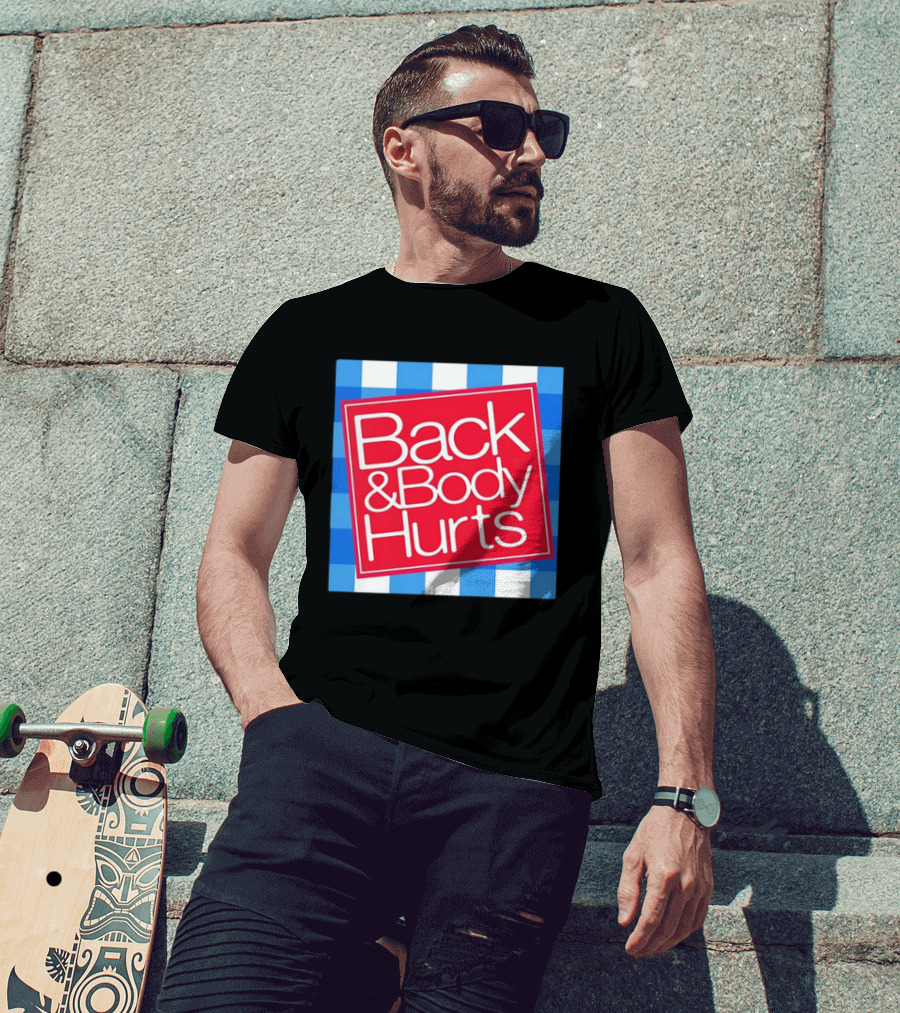 Back And Body Hurts Blue Gingham Square Red T-Shirt