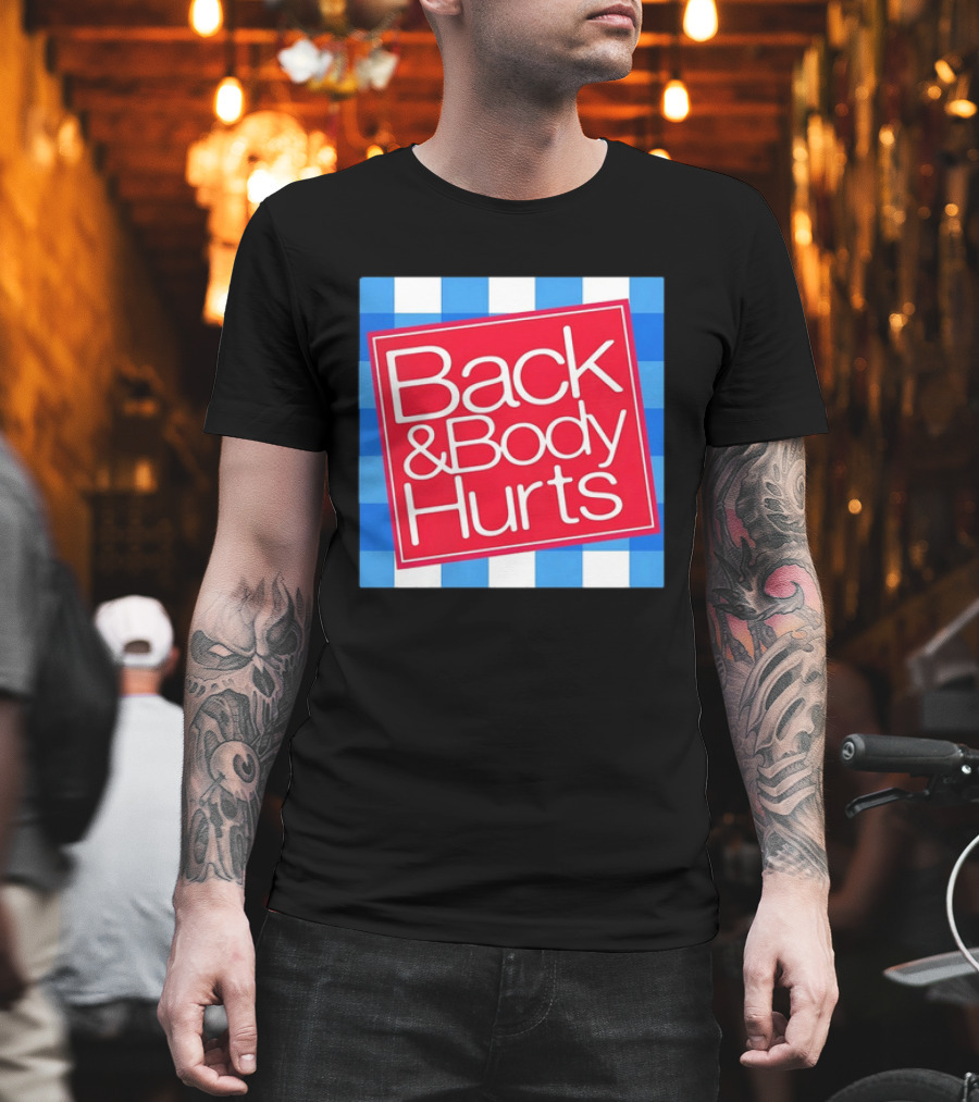 Back And Body Hurts Blue Gingham Square Red T-Shirt