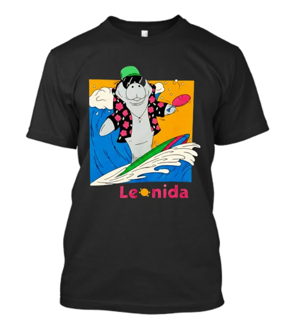 Leonida Surfing Manatee Tropical Beach Fun T-Shirt