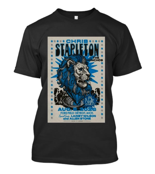 Chris Stapleton The Honchos Ford Field Detroit Aug 08 2026 Special Guests Lainey Wilson Allen Stone T-Shirt