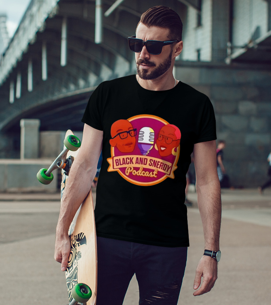 Black And Snerdy Podcast Hosts Microphone T-Shirt