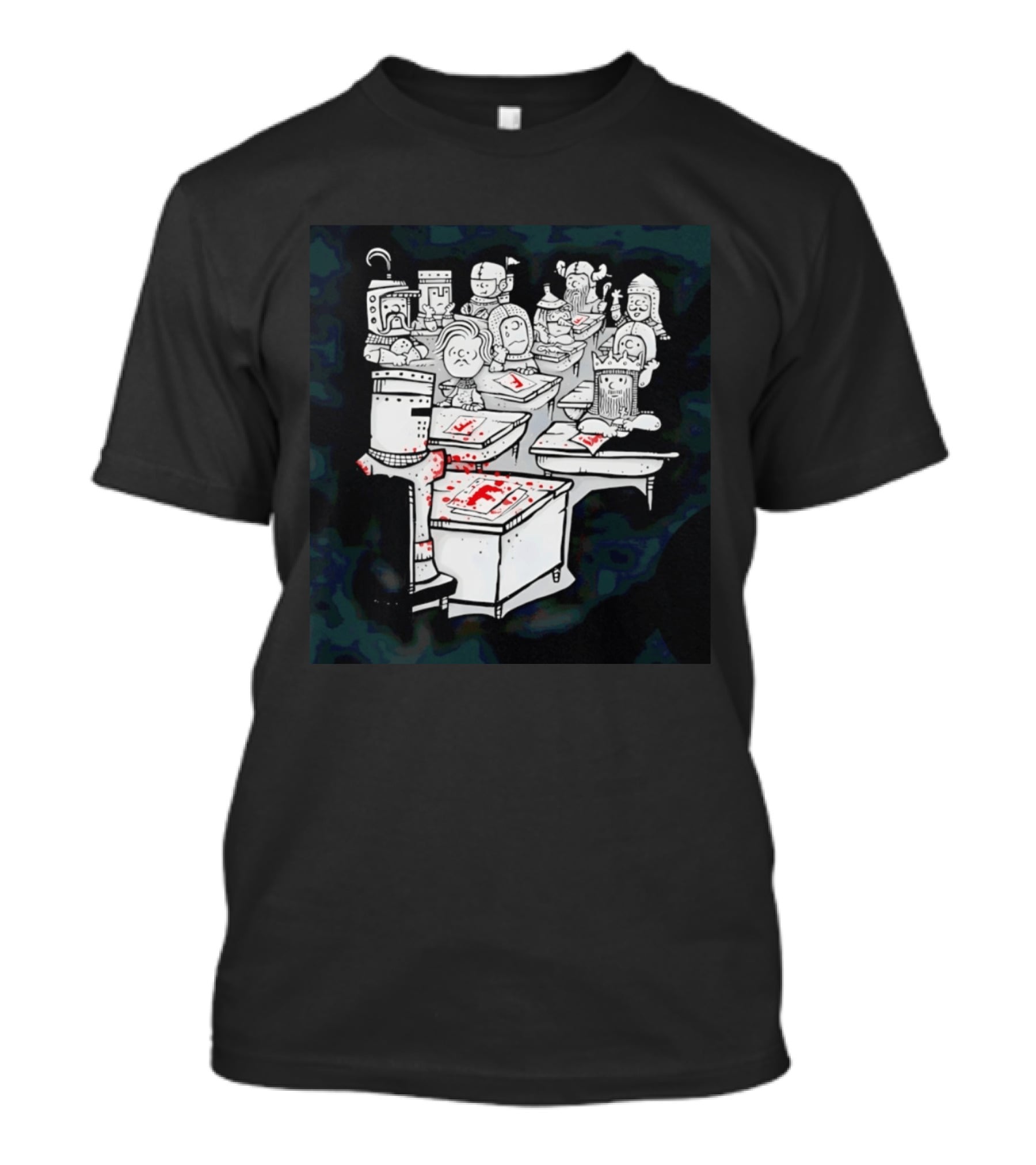 Bloody Knight Classroom Cartoon Failing Grade F T-Shirt