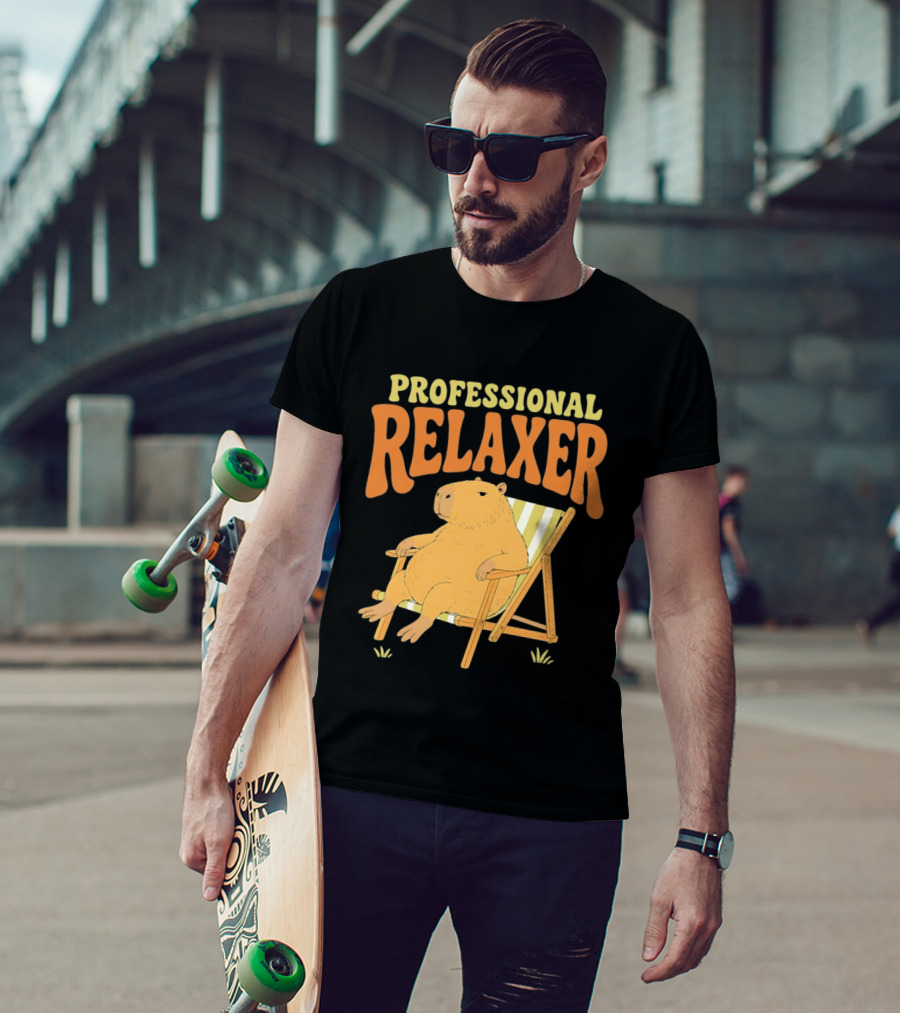 Professional Relaxer Capybara Sitting In Beach Chair T-Shirt