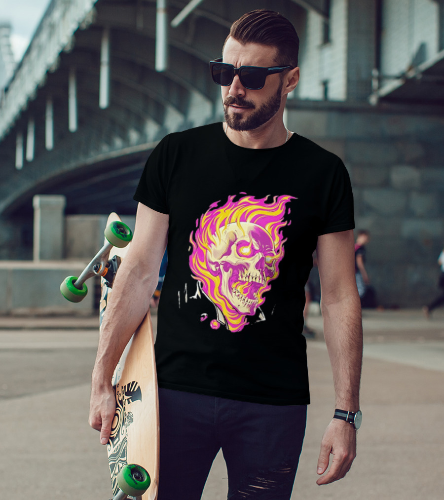 Ghost Rider Flaming Skull Marvel Fire Blaze T-Shirt