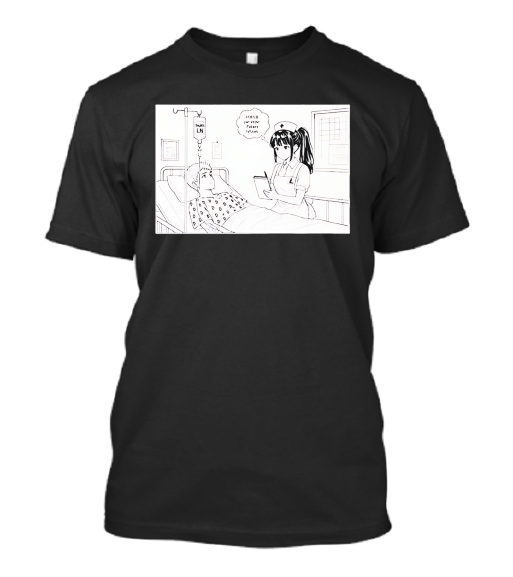 Nurse Manga Style Hospital Scene With Patient And IV Drip T-Shirt