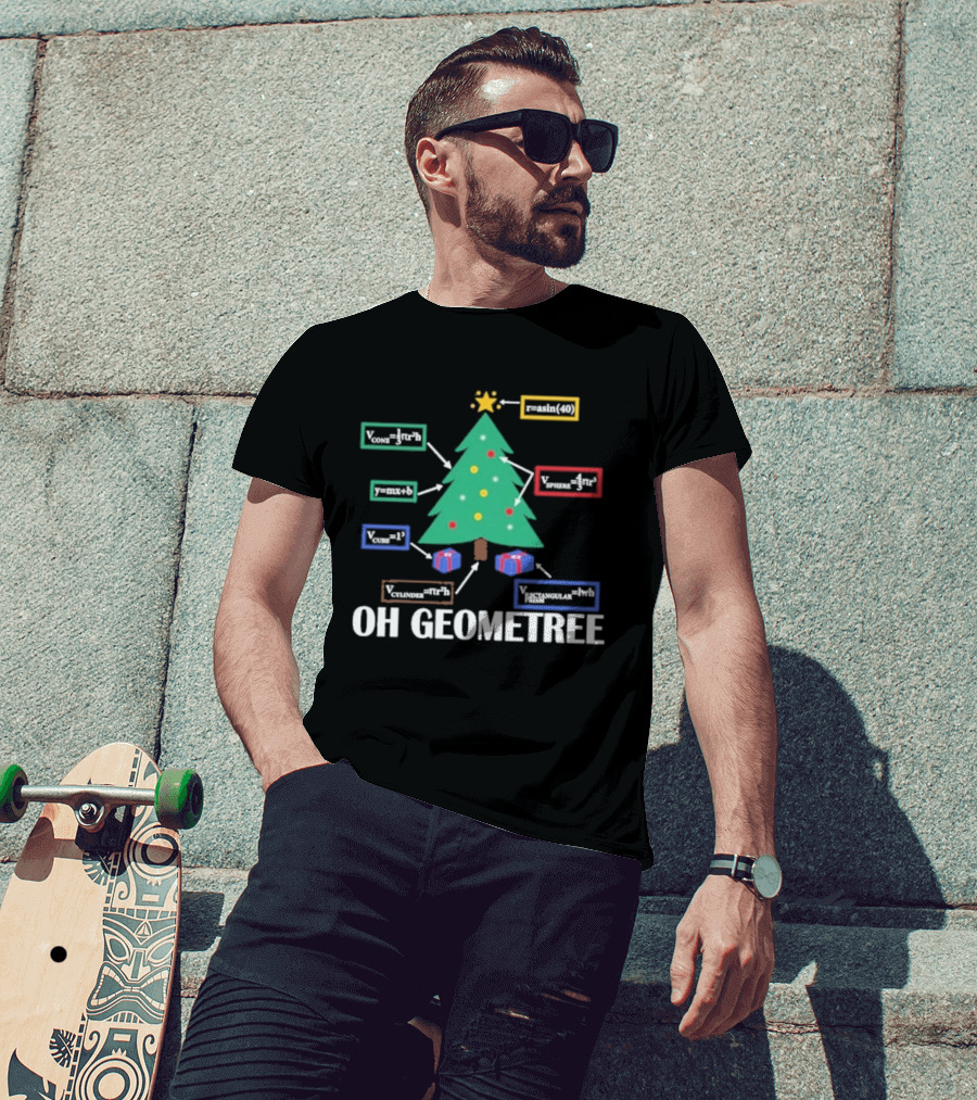 Oh Geometree Christmas Math Teacher Holiday Humor Educational T-Shirt