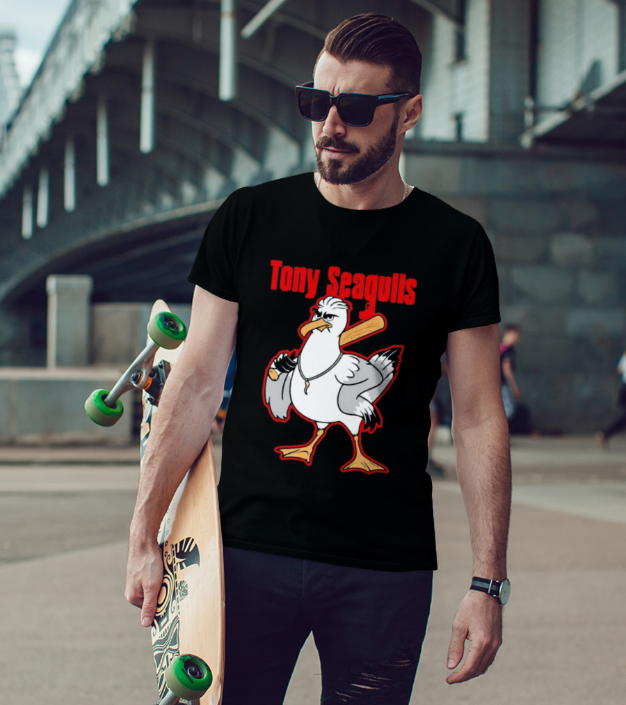 Tony Seagulls Mobster Bird Seagull Mafia T-Shirt