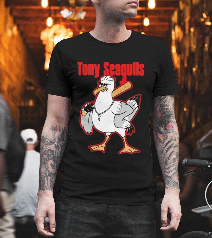 Tony Seagulls Mobster Bird Seagull Mafia T-Shirt