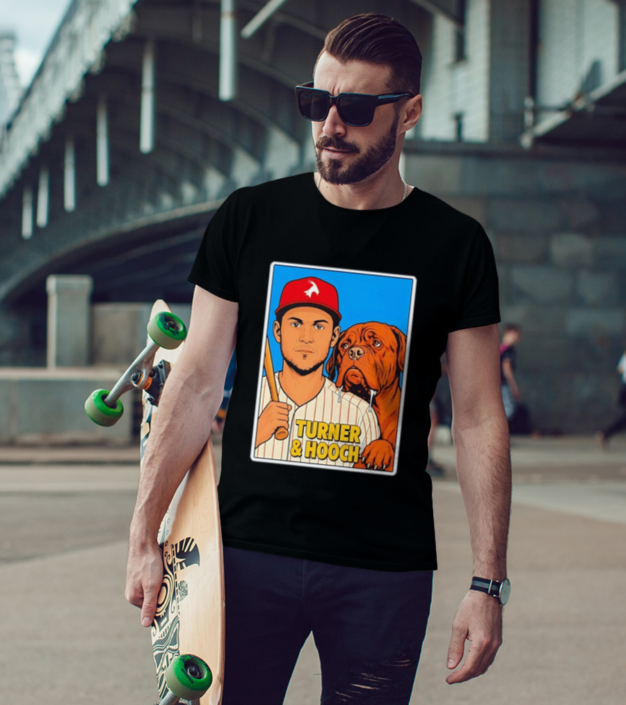 Philadelphia Phillies Trea Turner And Hooch Baseball Retro Illustrated Print T-Shirt