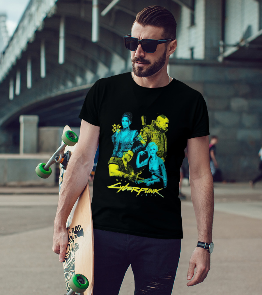 Cyberpunk 2077 Characters And Logo Video Game Merchandise T-Shirt