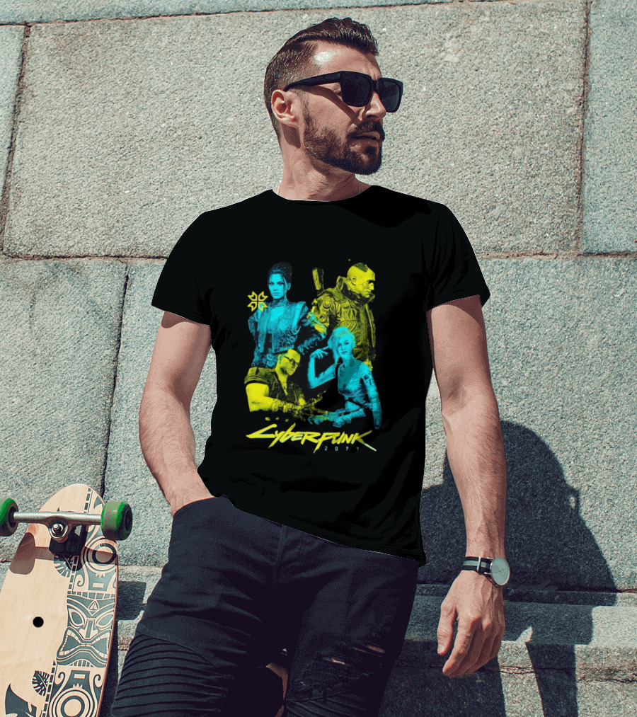Cyberpunk 2077 Characters And Logo Video Game Merchandise T-Shirt