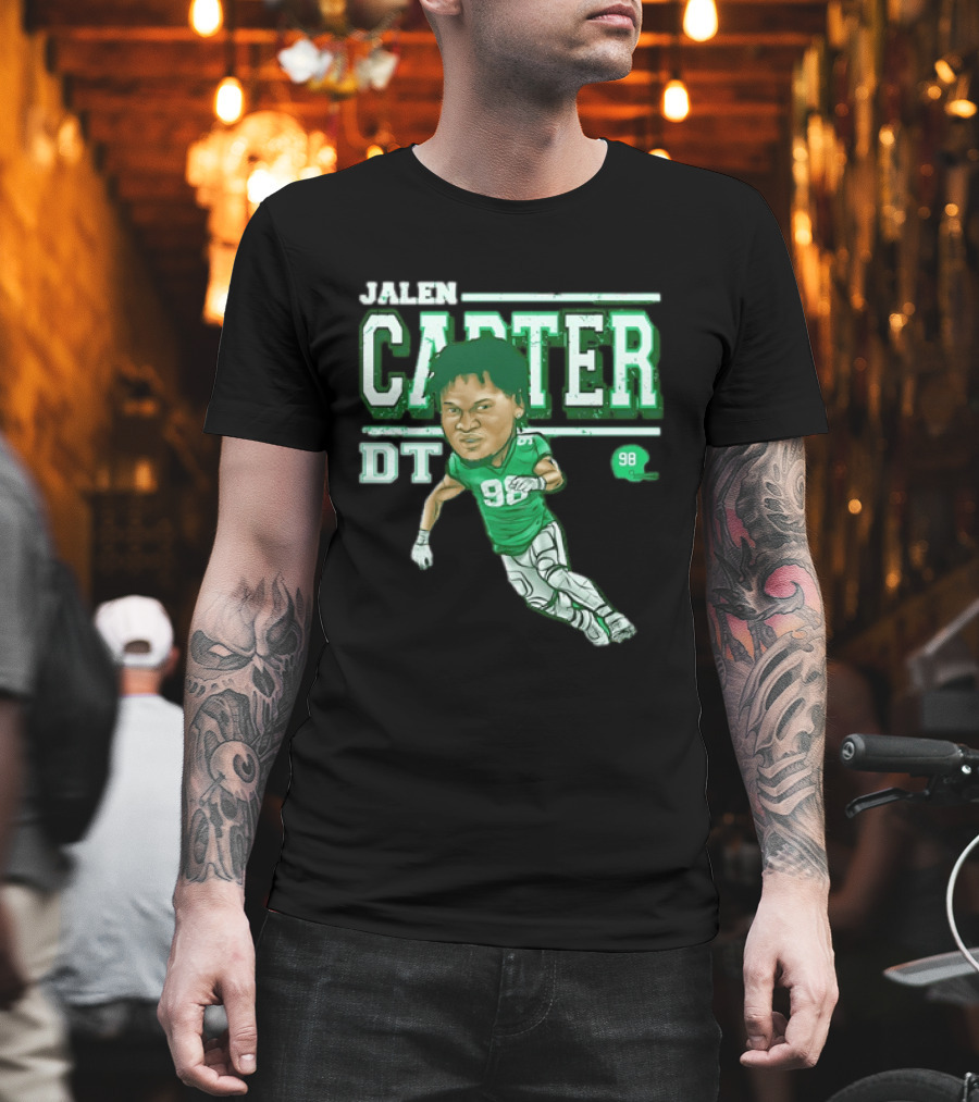 Jalen Carter Philadelphia Eagles DT 98 Caricature Football Player T-Shirt