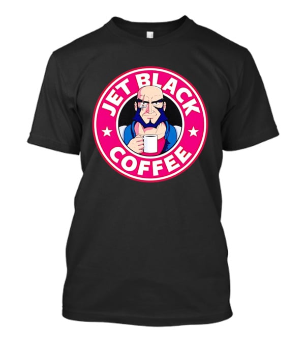 Jet Black Coffee Stern Man Holding T-Shirt