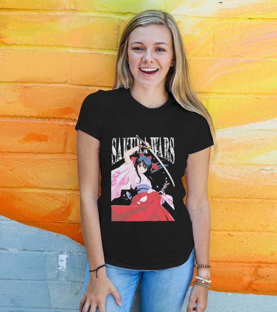 Sakura Wars Distressed Anime Samurai Girl With Katana T-Shirt