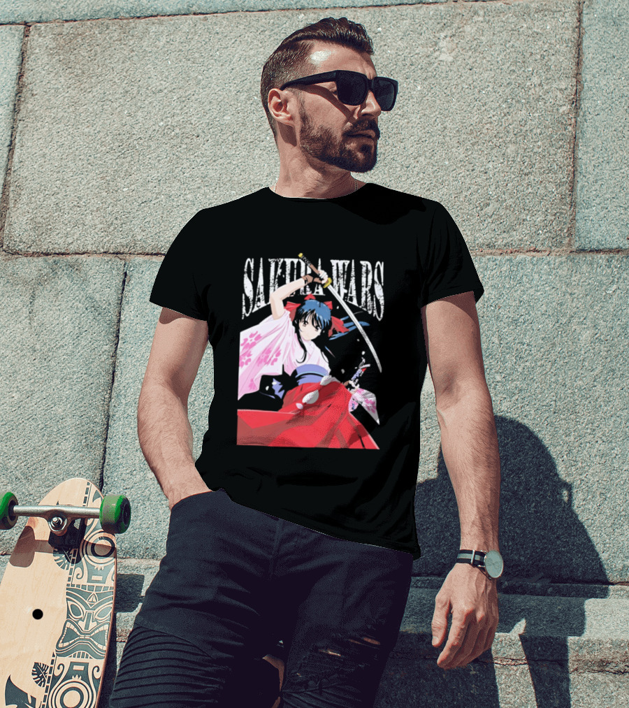 Sakura Wars Distressed Anime Samurai Girl With Katana T-Shirt