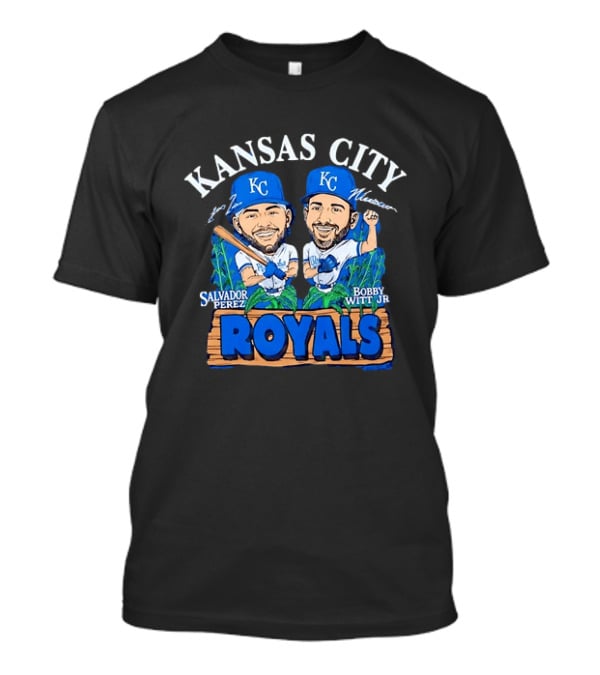 Kansas City Royals Salvador Perez Bobby Witt Jr Cartoon Baseball T-Shirt