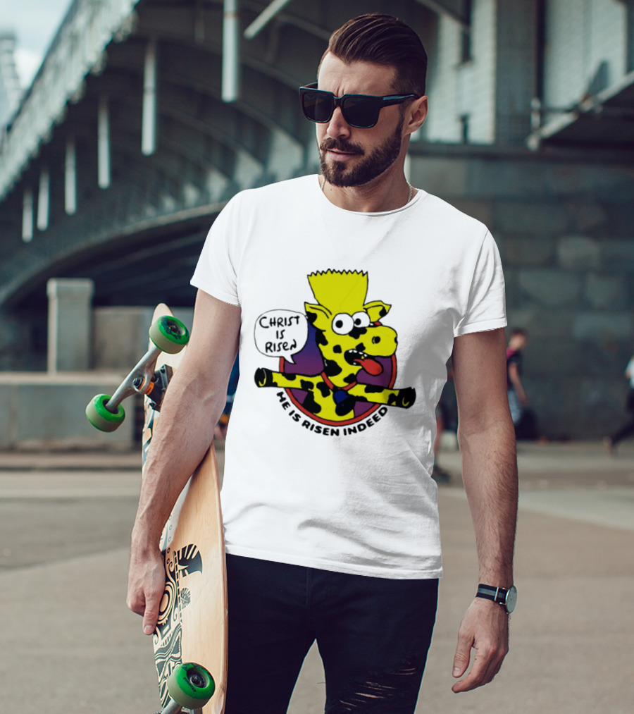 Christ Is Risen He Is Risen Indeed Simpson Cow Cartoon T-Shirt