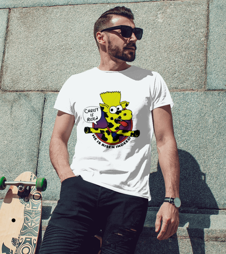 Christ Is Risen He Is Risen Indeed Simpson Cow Cartoon T-Shirt