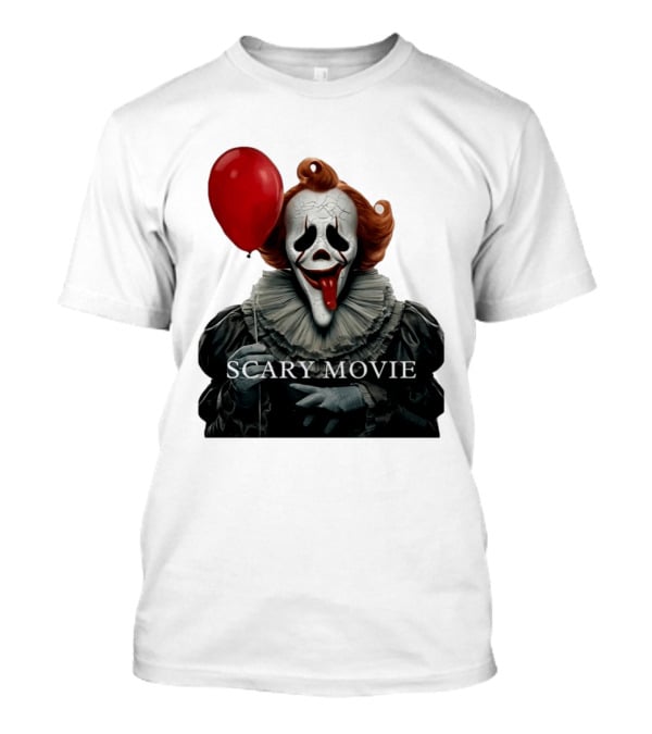 Pennywise Scary Movie Mashup Creepy Clown With Red Balloon T-Shirt