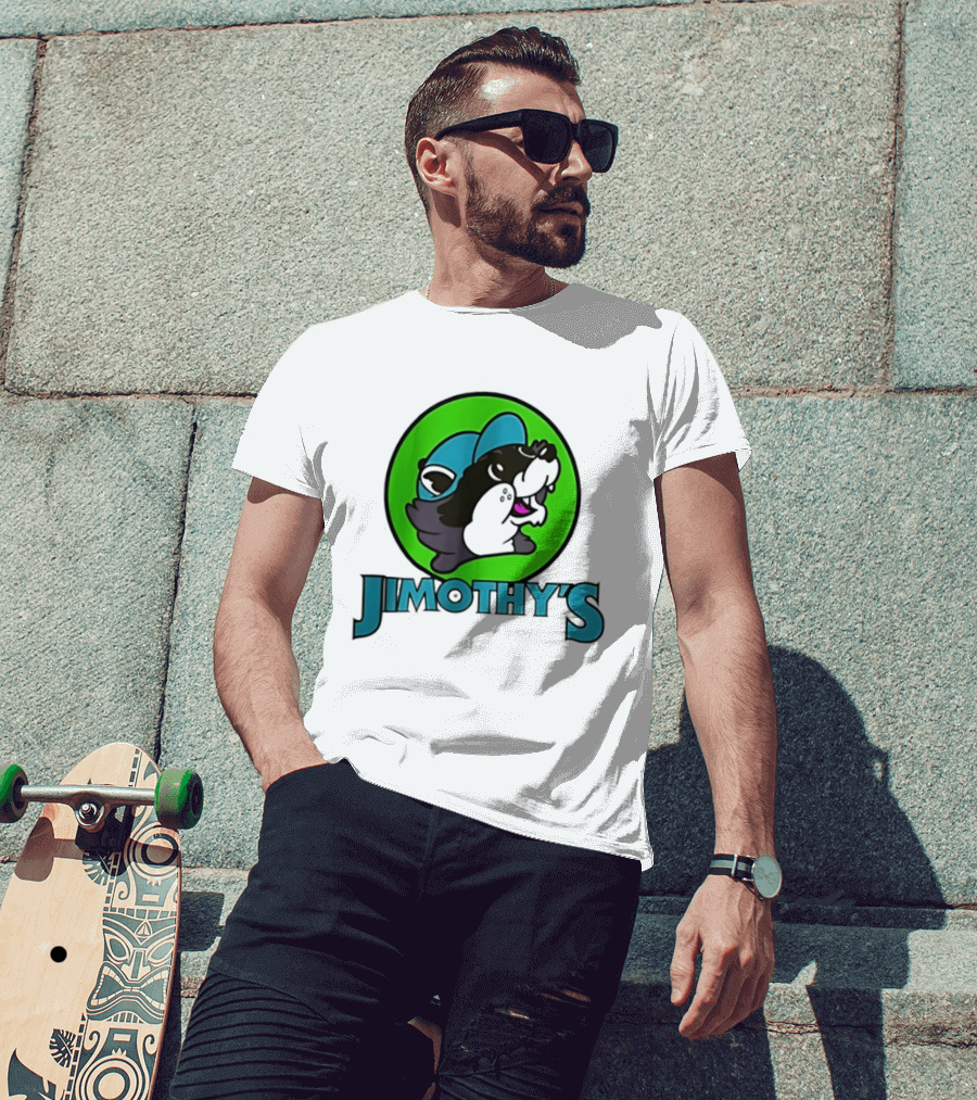 Jimothy's Cartoon Hat Character In Green Circle T-Shirt