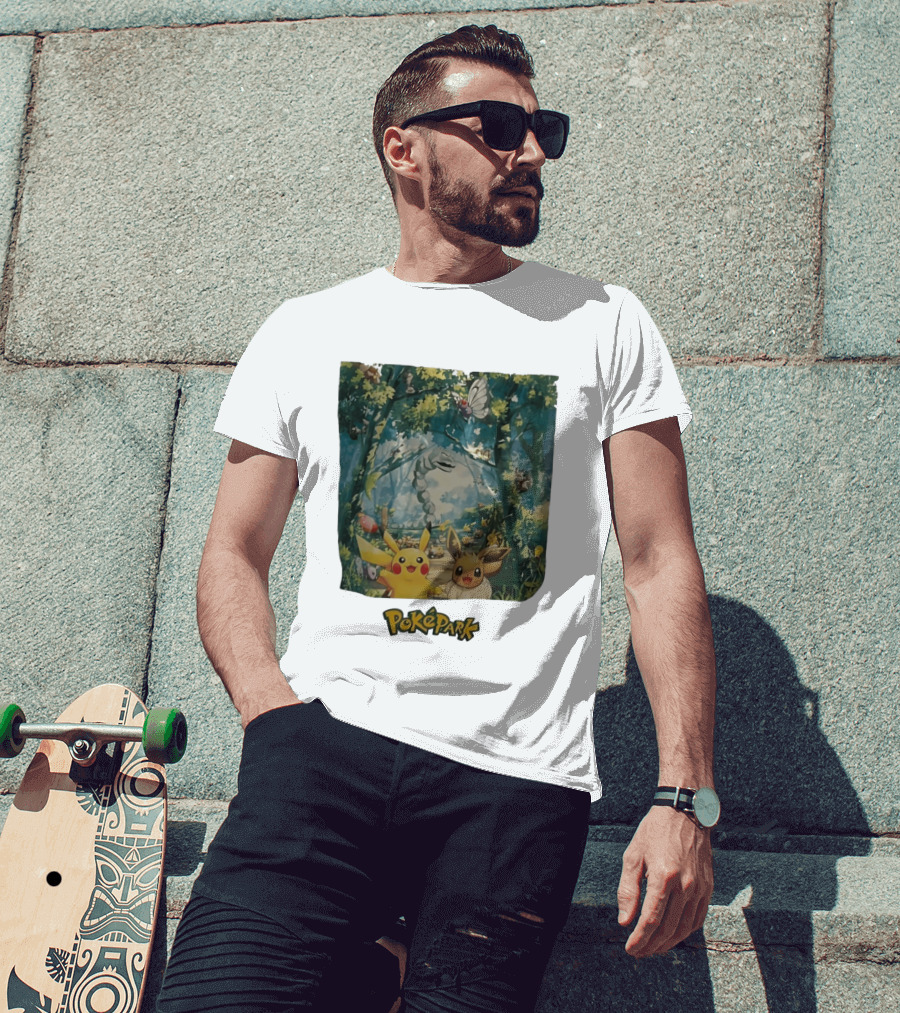 Pikachu Eevee PokéPark Kanto Forest Onix Butterfree Scene T-Shirt