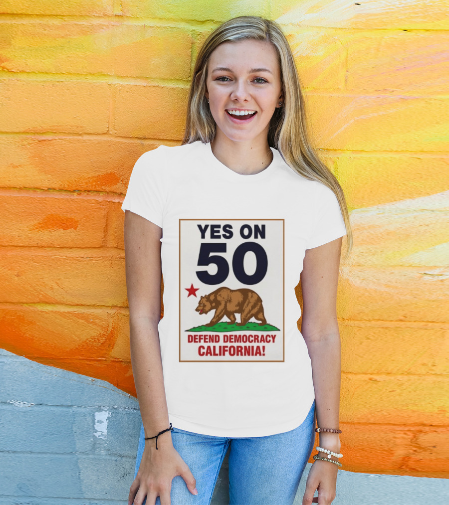 Yes On Prop 50 Defend Democracy California Bear Star T-Shirt