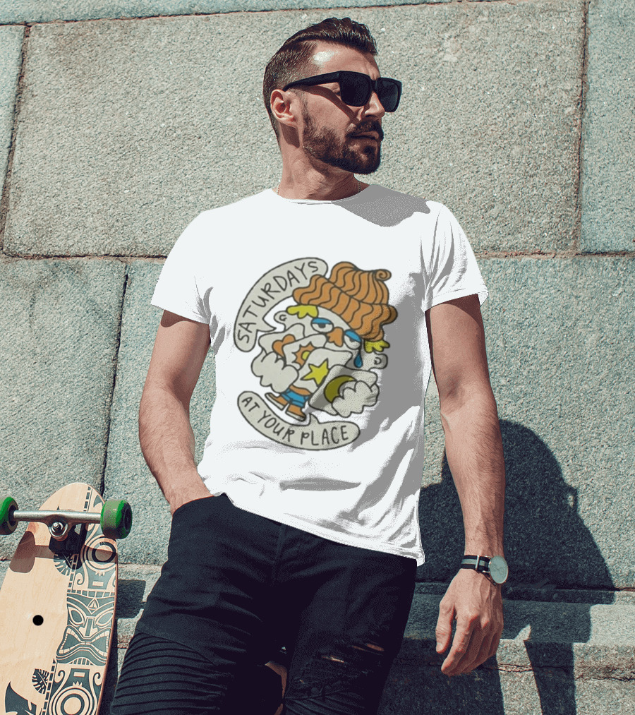 Saturdays At Your Place Cartoon Character With Beanie T-Shirt