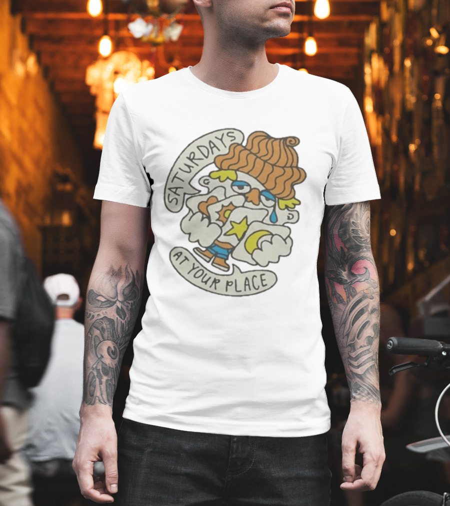 Saturdays At Your Place Cartoon Character With Beanie T-Shirt