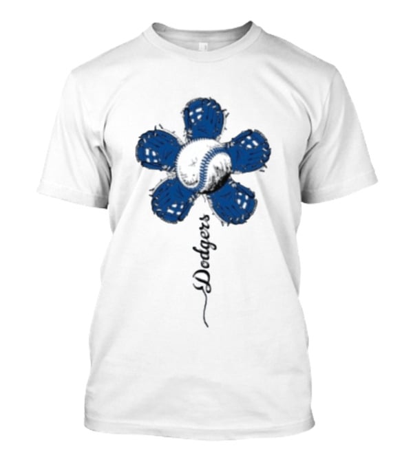 Dodgers Baseball Flower Blue Petals T-Shirt