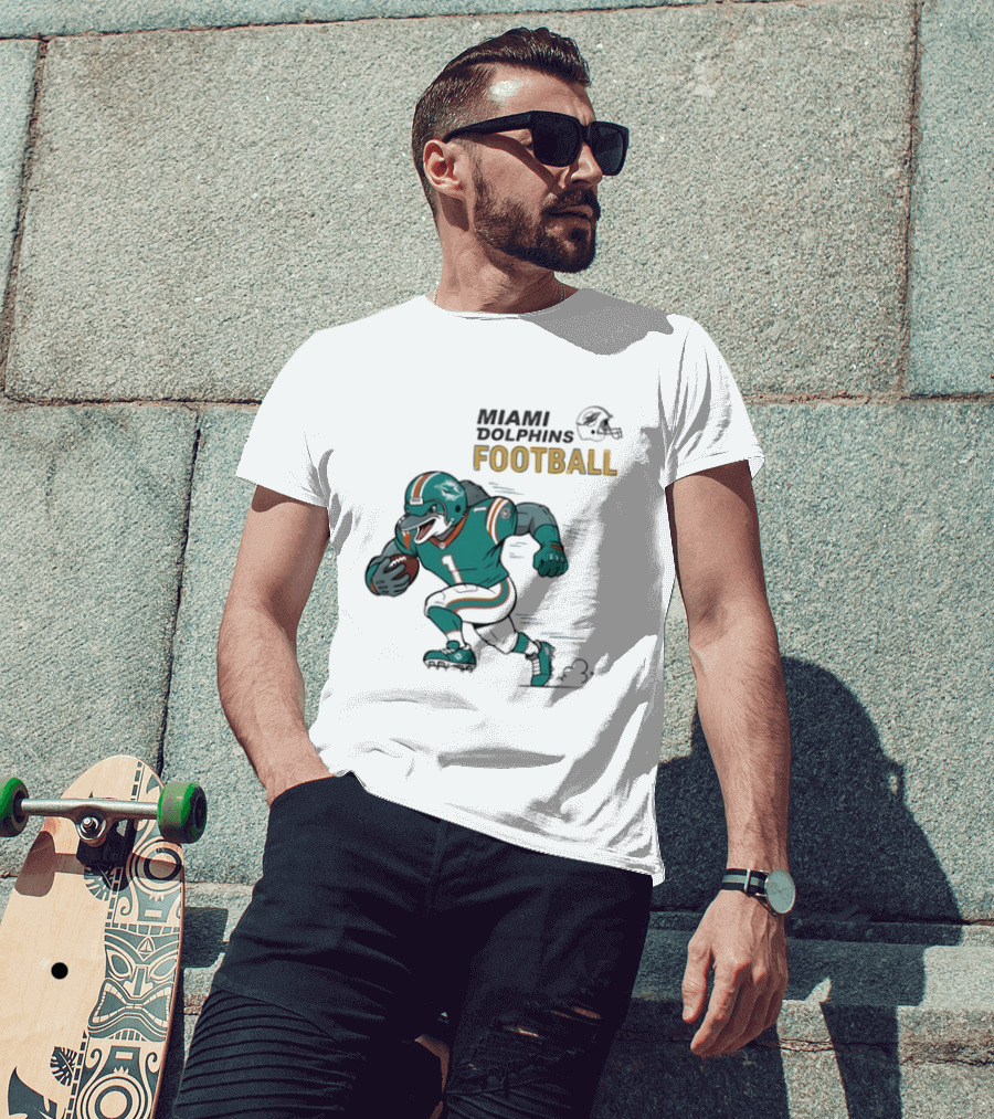 Miami Dolphins Aqua Rush Football Helmet Player T-Shirt
