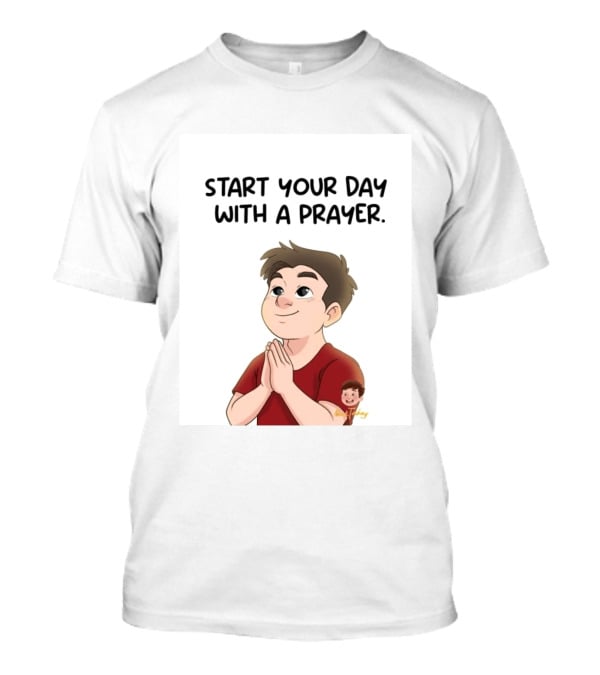 Start Your Day With A Prayer Cartoon Boy T-Shirt