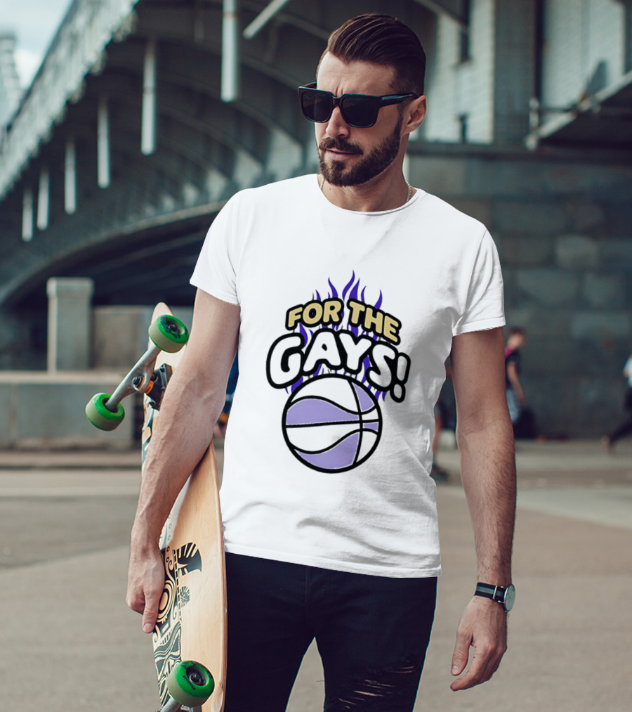 For The Gays Basketball Pride Equality With Flaming Basketball T-Shirt