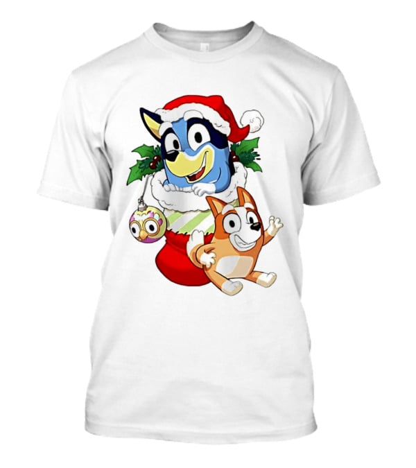 Bluey Christmas Stocking Stuffer Pups Bingo Holiday T-Shirt