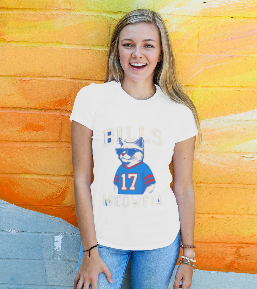 Bills Meowfia Cat 17 Jersey Buffalo Fan Football Sports T-Shirt