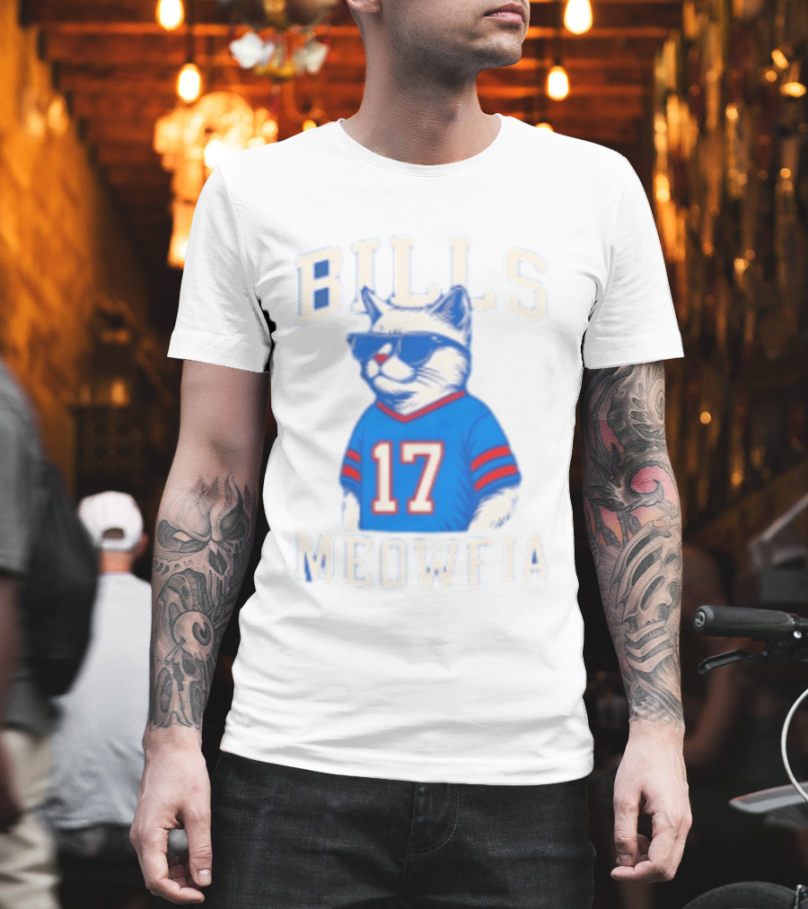 Bills Meowfia Cat 17 Jersey Buffalo Fan Football Sports T-Shirt