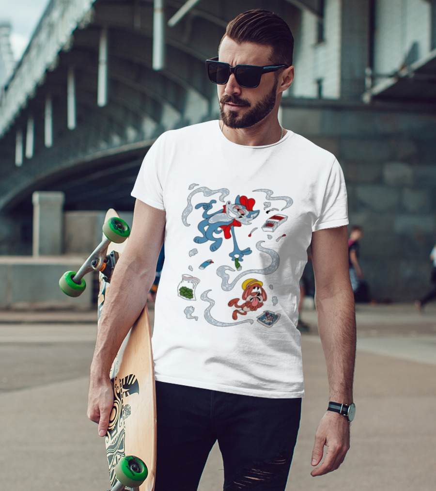 Original Ls Mark Catching Up Episode 2 Cartoon Characters With Smoke And Comic Effects T-Shirt