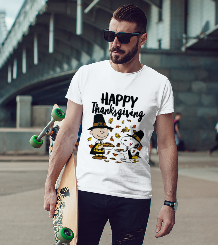 Happy Thanksgiving Peanuts Charlie Brown Snoopy Woodstock T-Shirt