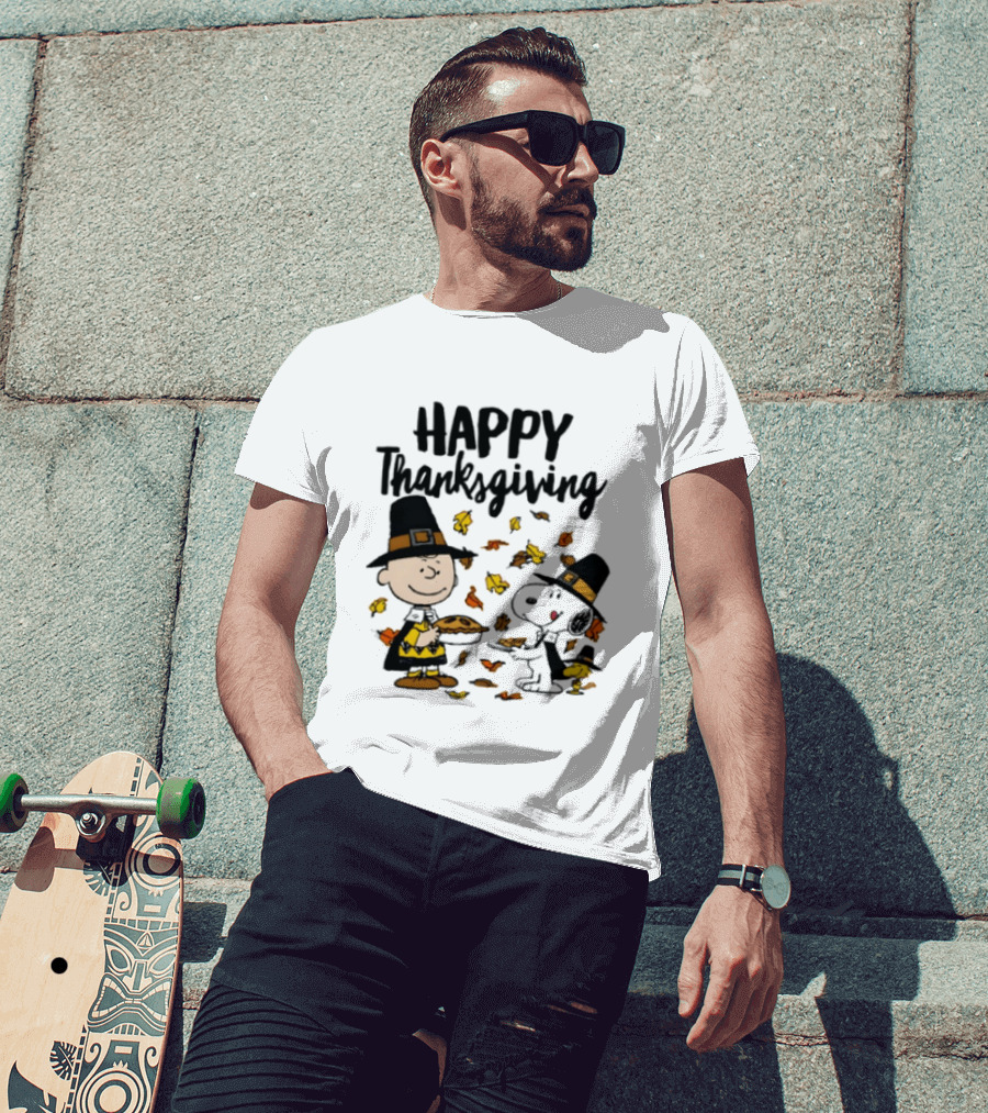 Happy Thanksgiving Peanuts Charlie Brown Snoopy Woodstock T-Shirt