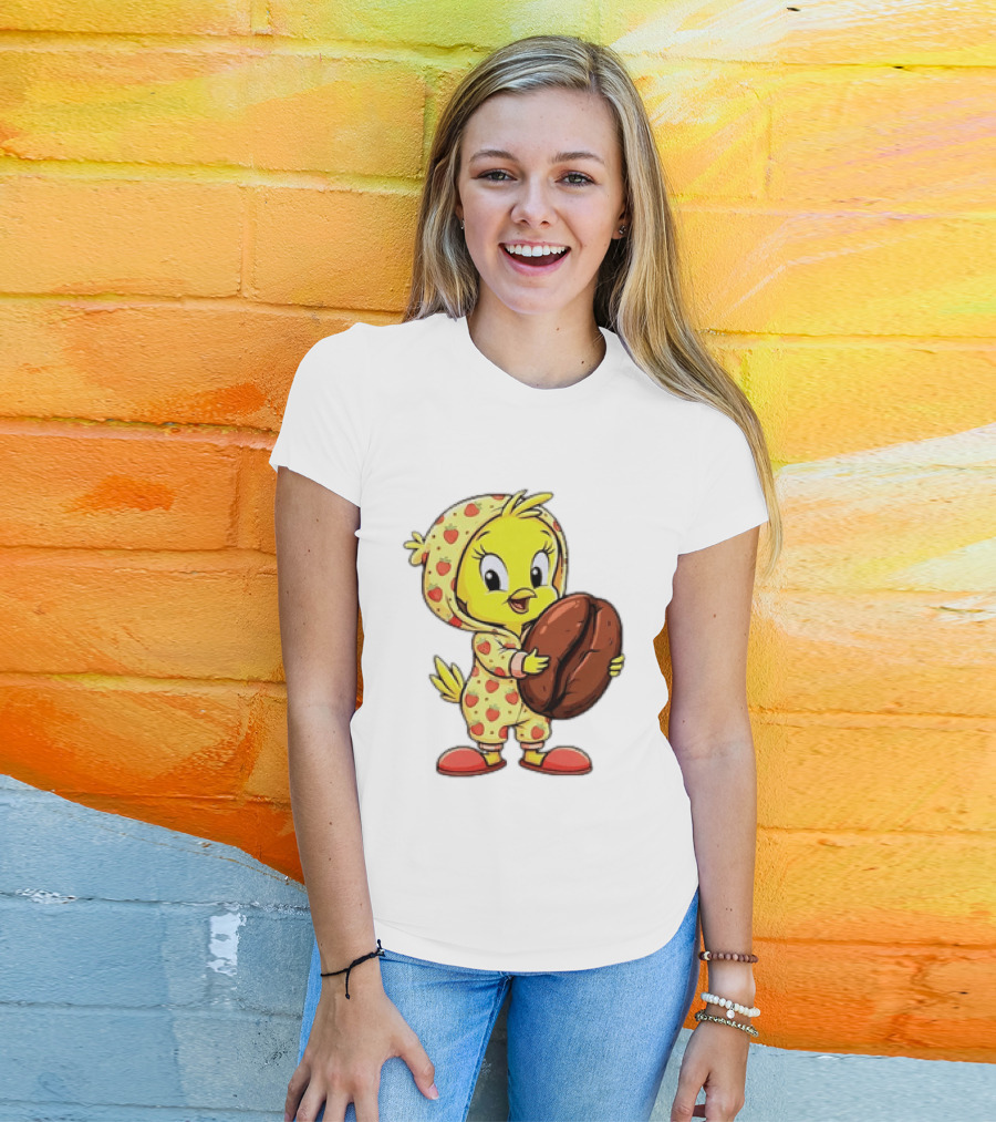 Tweety Coffee I Haven't Lost My Mind Half Of It Just Wandered Off Pajamas With Strawberry Onesie And Coffee Bean T-Shirt